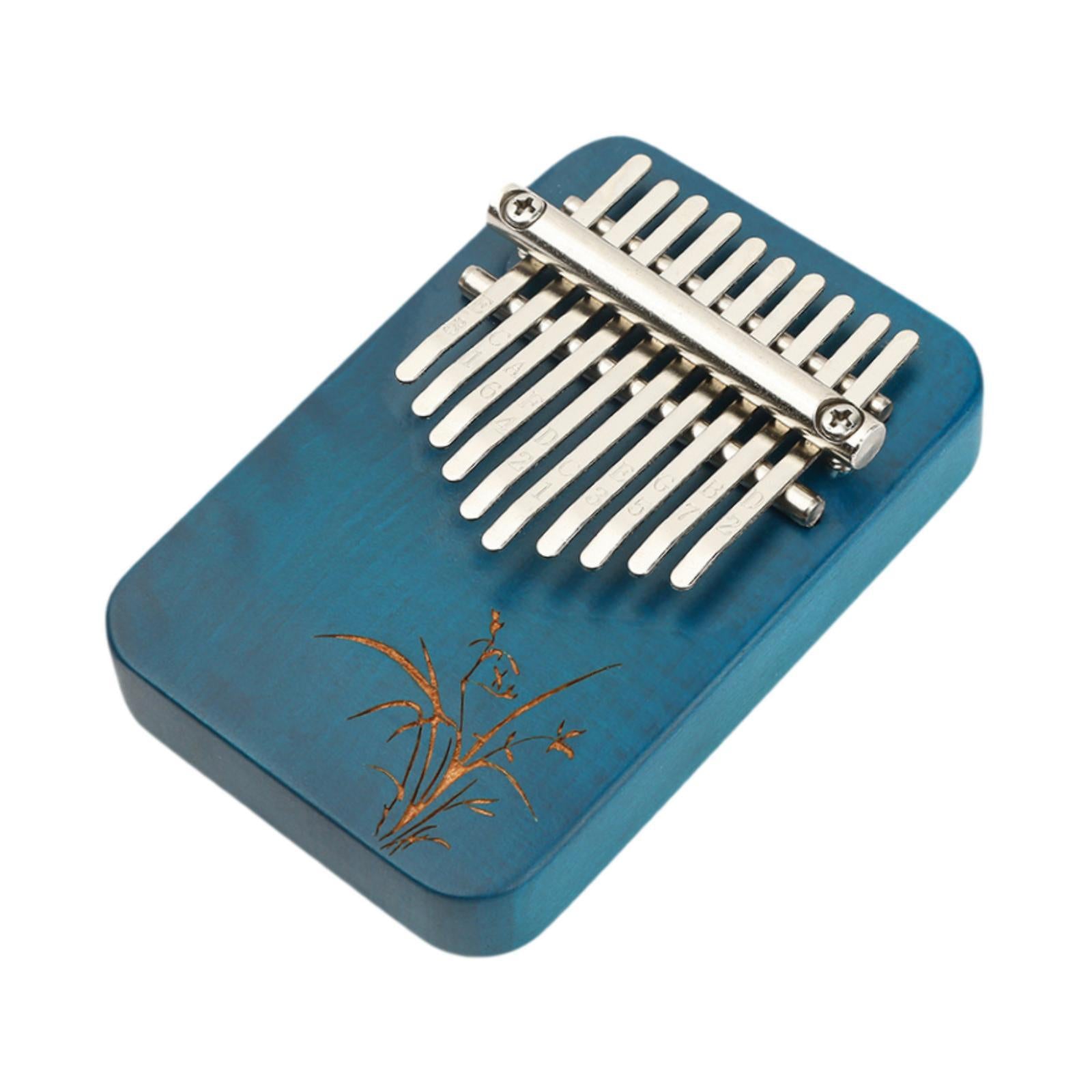 Wood Mbira with 10 Notes Wood Thumb Piano Finger Piano Mbira Lightweight Blue