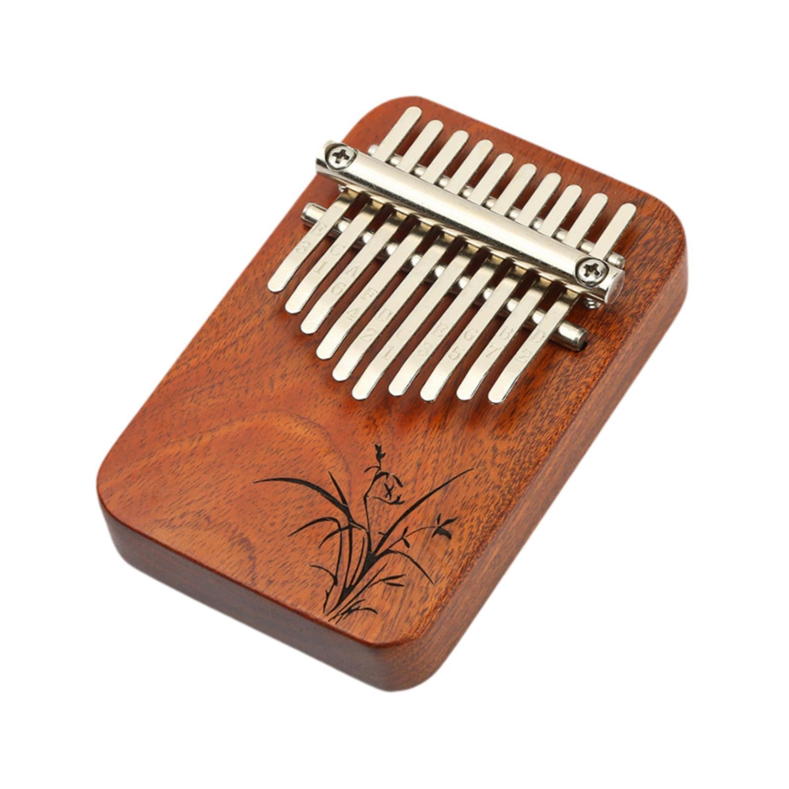 Wood Mbira with 10 Notes Wood Thumb Piano Finger Piano Mbira Lightweight Brown