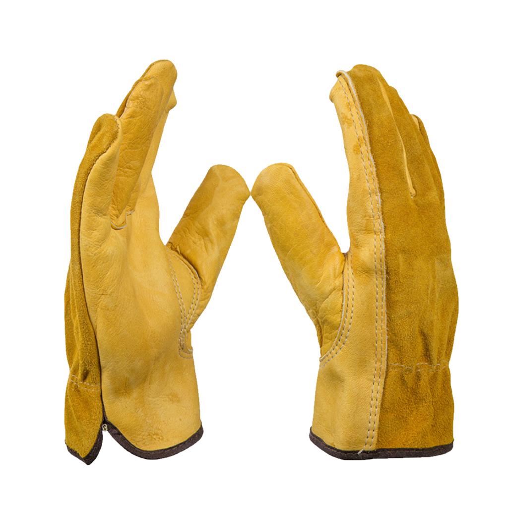 Leather Work Gloves Motorcycle DIY Yardwork Construction M