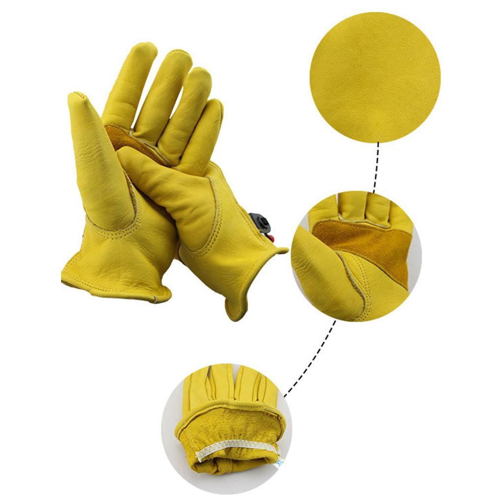 Cowhide Work Gloves Motorcycle DIY Yardwork Construction M
