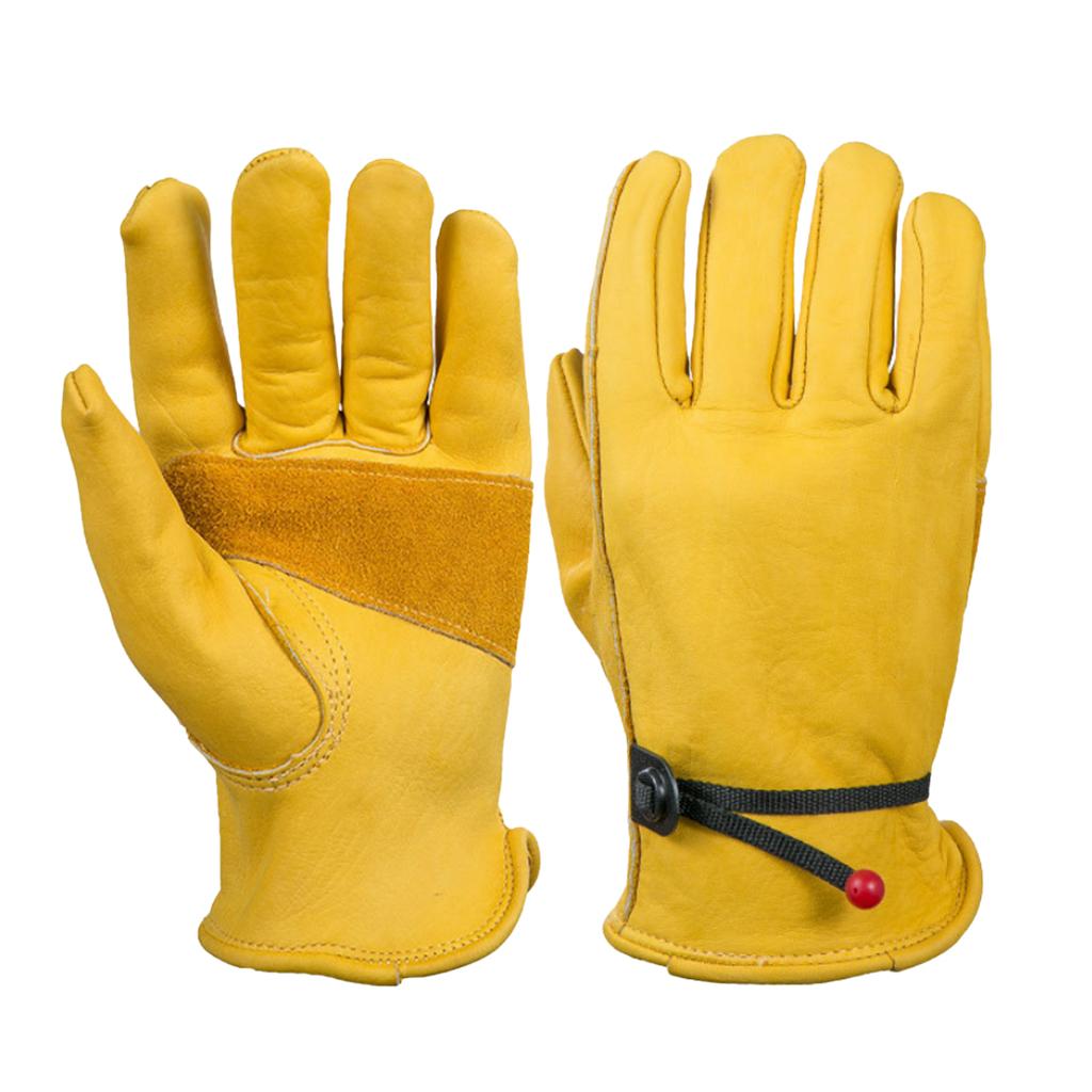 Cowhide Work Gloves Motorcycle DIY Yardwork Construction M