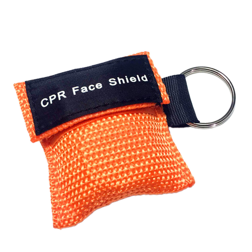 CPR Mask Keychain Emergency Survial Rescue Face Shield for First Aid orange