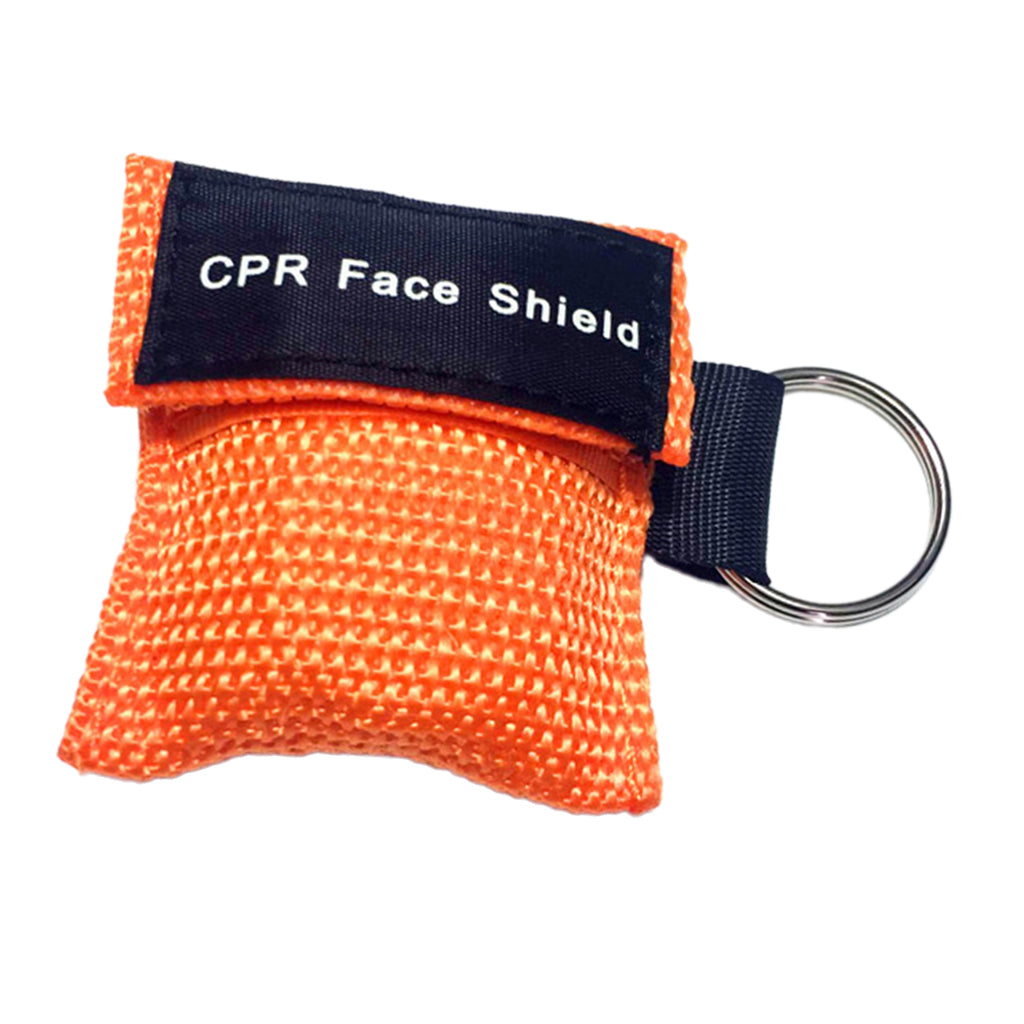 CPR Mask Keychain Emergency Survial Rescue Face Shield for First Aid orange