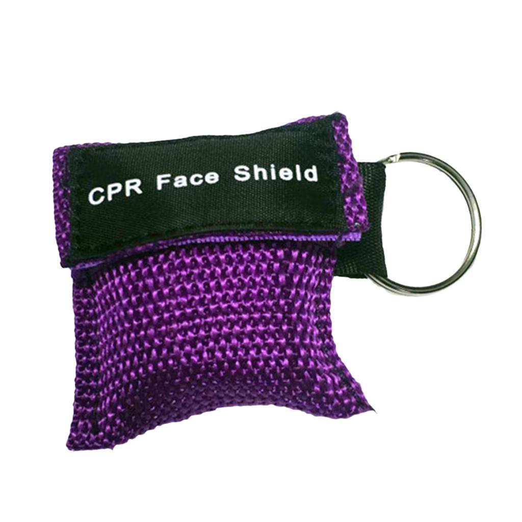 CPR Mask Keychain Emergency Survial Rescue Face Shield for First Aid purple