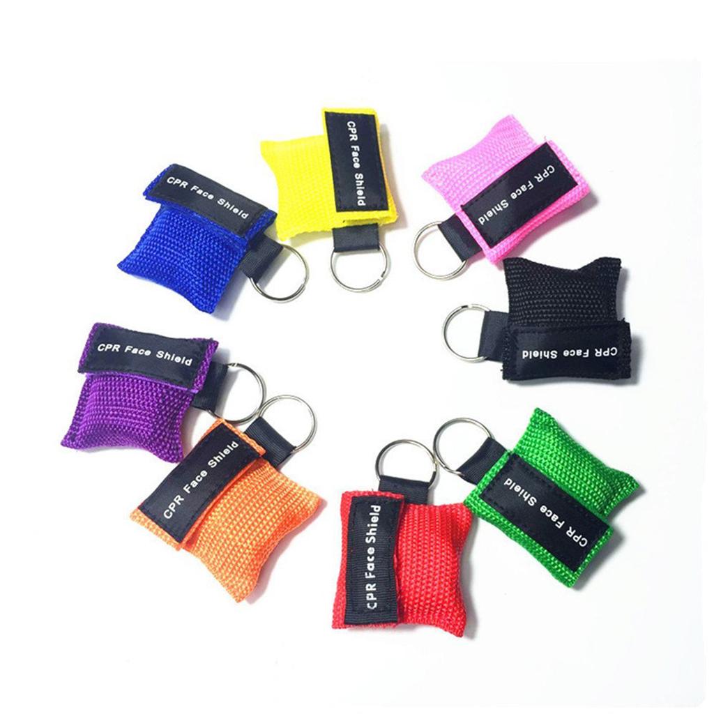CPR Mask Keychain Emergency Survial Rescue Face Shield for First Aid purple