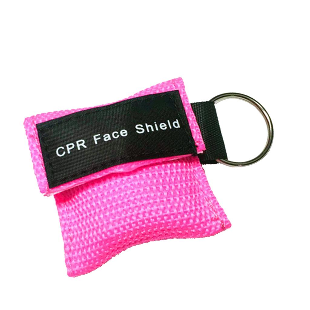 CPR Mask Keychain Emergency Survial Rescue Face Shield for First Aid pink