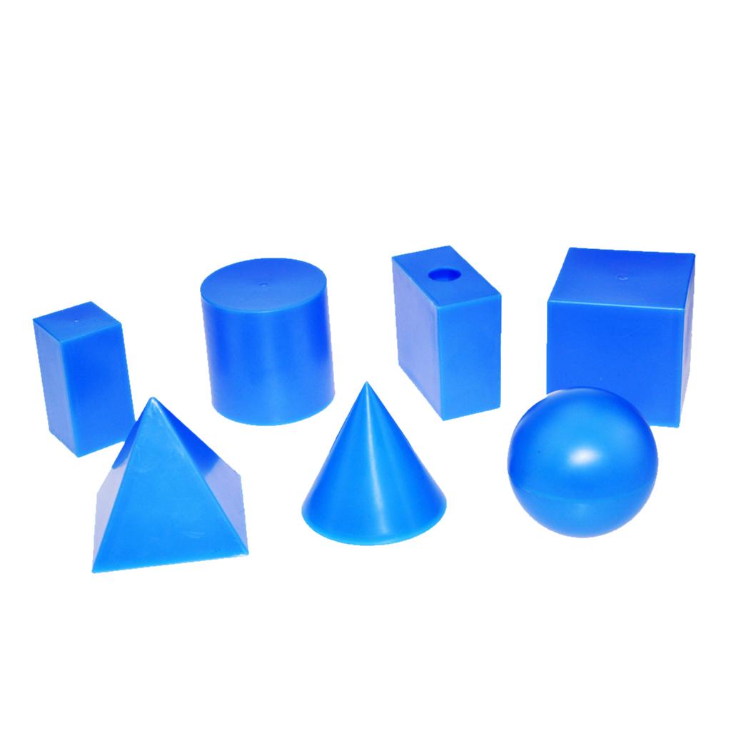 Set Of 7 Pieces Geometric Shapes 3D Solids Preschool School Learning Tools