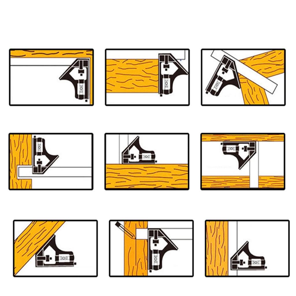 12" Stainless Steel Combination Square Ruler Machinist Measuring Ruler Angle