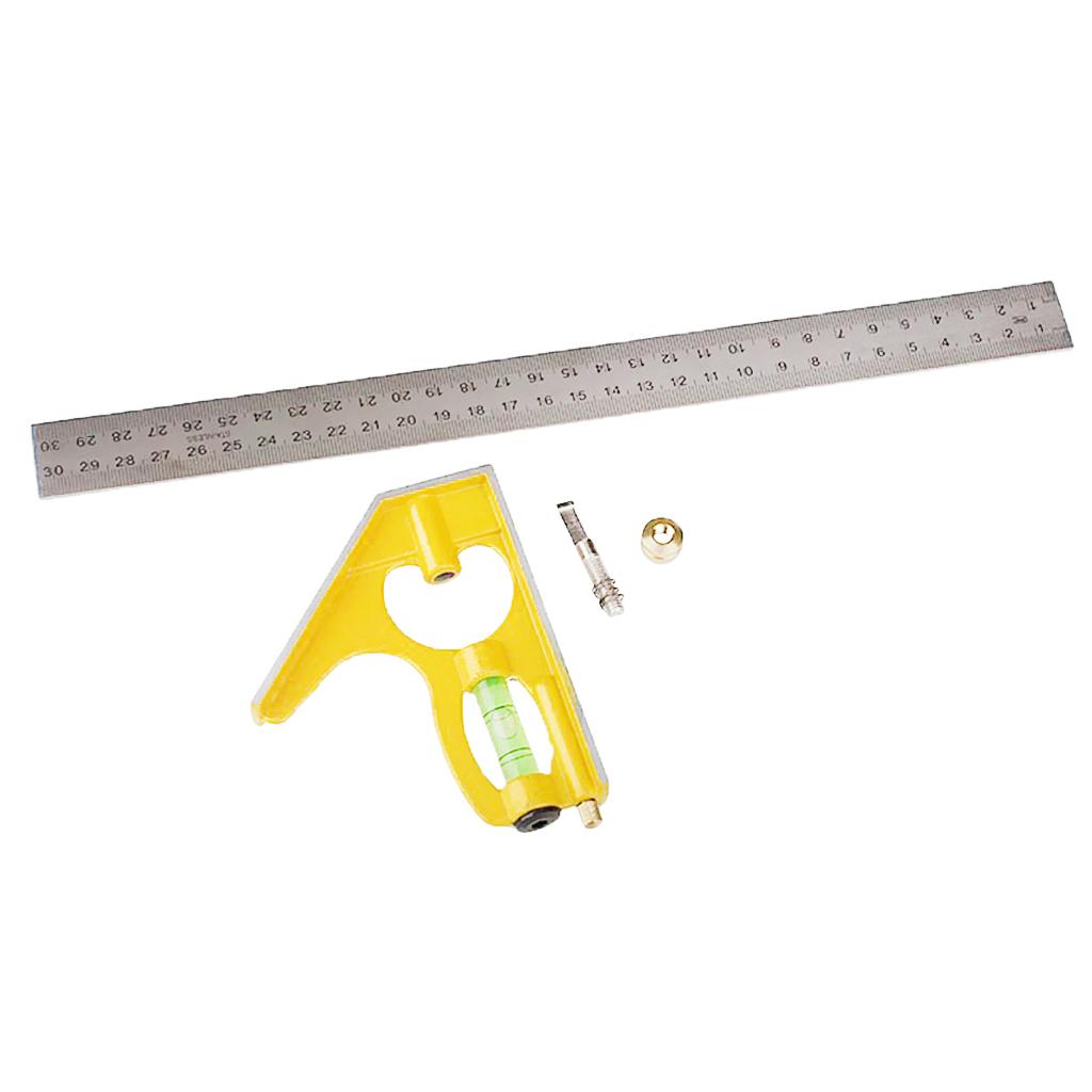 12" Stainless Steel Combination Square Ruler Machinist Measuring Ruler Angle