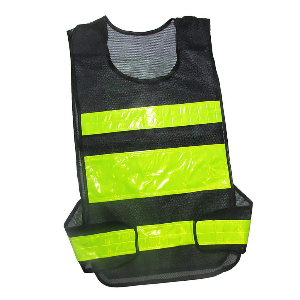 Adjustable Safety Vest Reflective Jacket Security Waistcoat Vest -Black