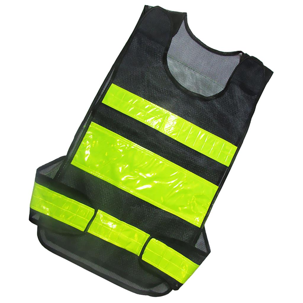 Adjustable Safety Vest Reflective Jacket Security Waistcoat Vest -Black