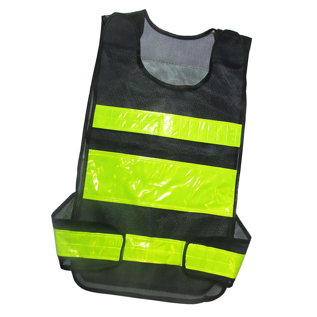 Adjustable Safety Vest Reflective Jacket Security Waistcoat Vest -Black