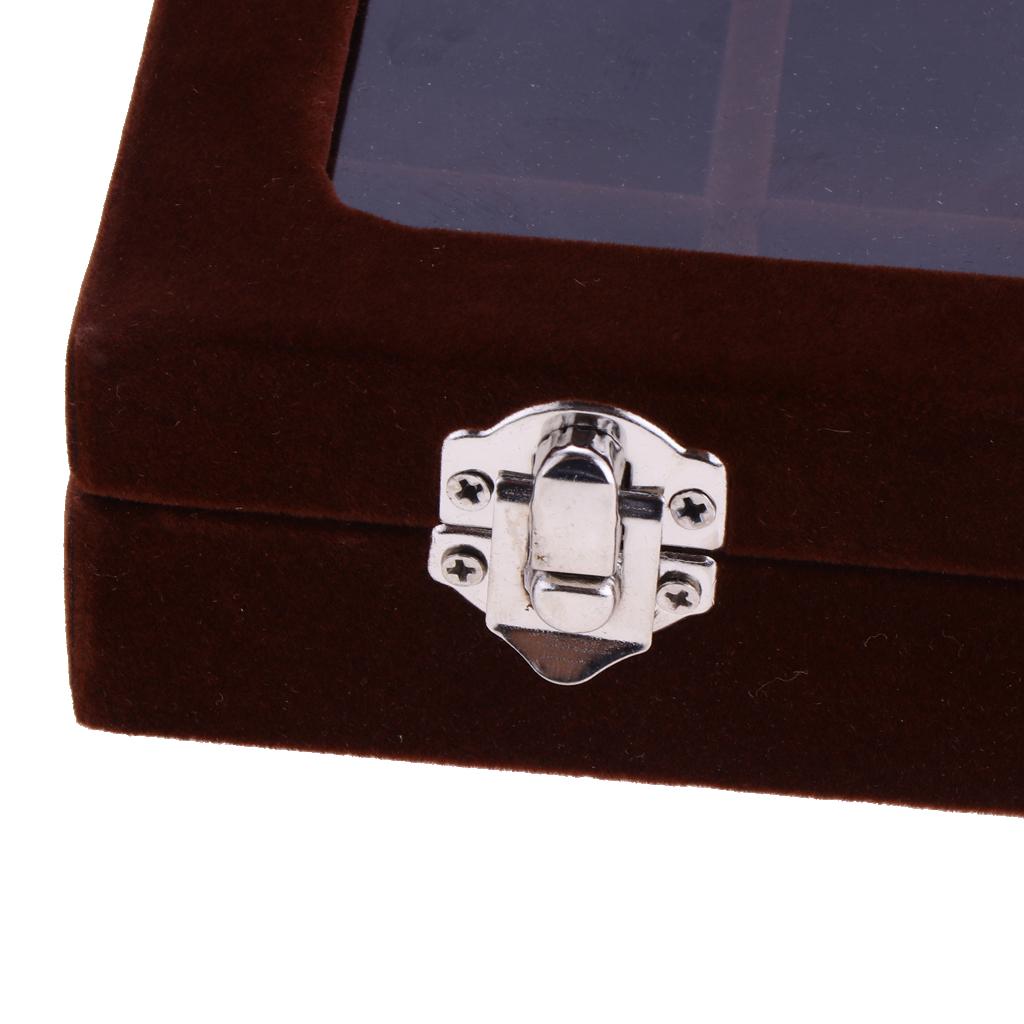 Wide Slot Jewelry Ring Display Storage Case Holds 24 Rings with Lock