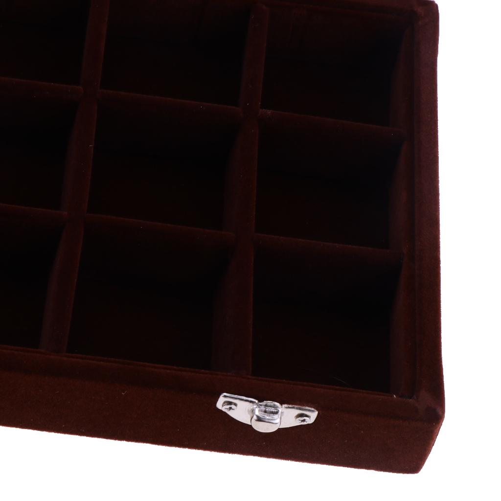Wide Slot Jewelry Ring Display Storage Case Holds 24 Rings with Lock