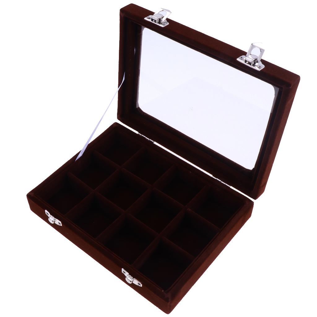 Wide Slot Jewelry Ring Display Storage Case Holds 24 Rings with Lock