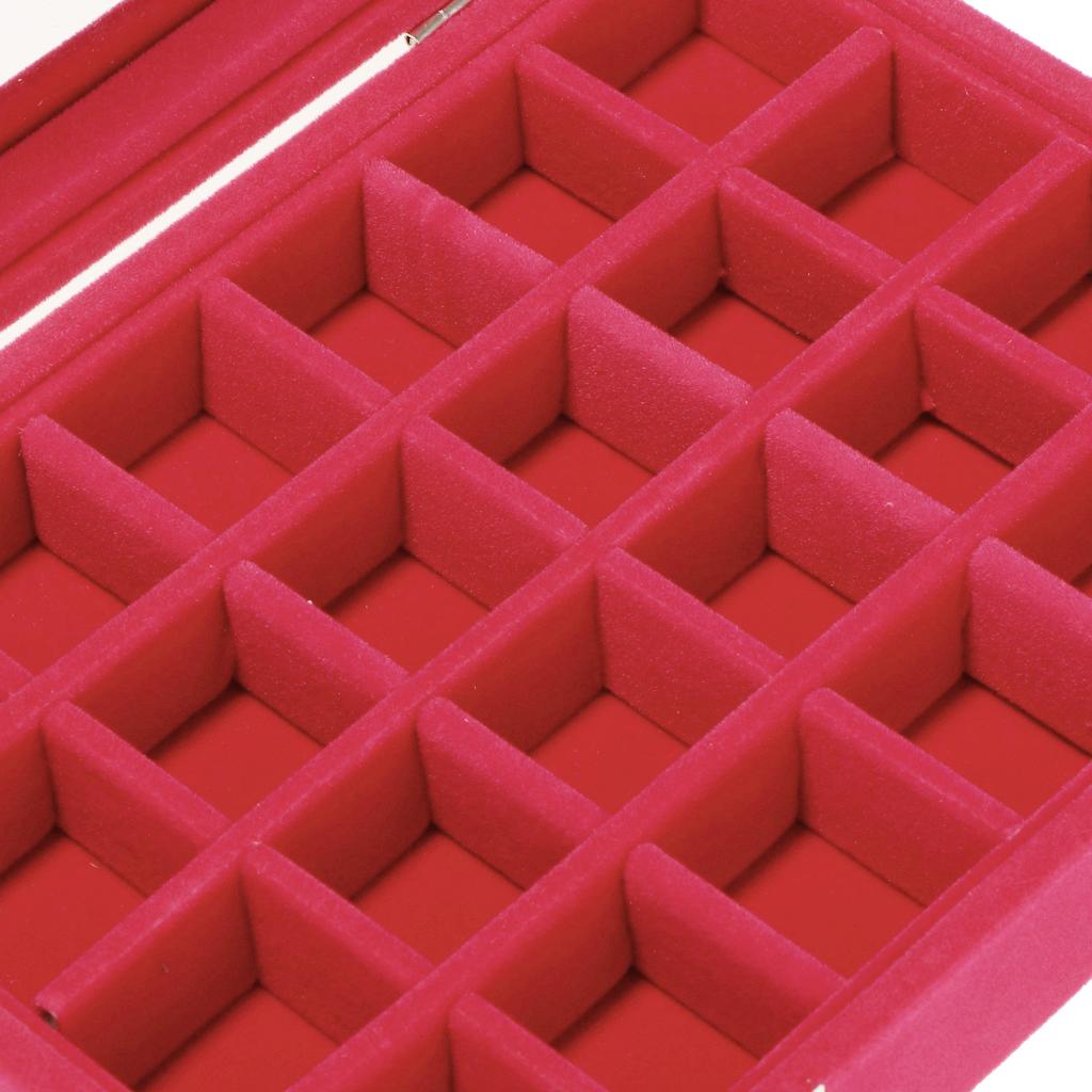 Wooden Velvet Jewelry Necklace Ring Storage Box Case Organizer Gift Red