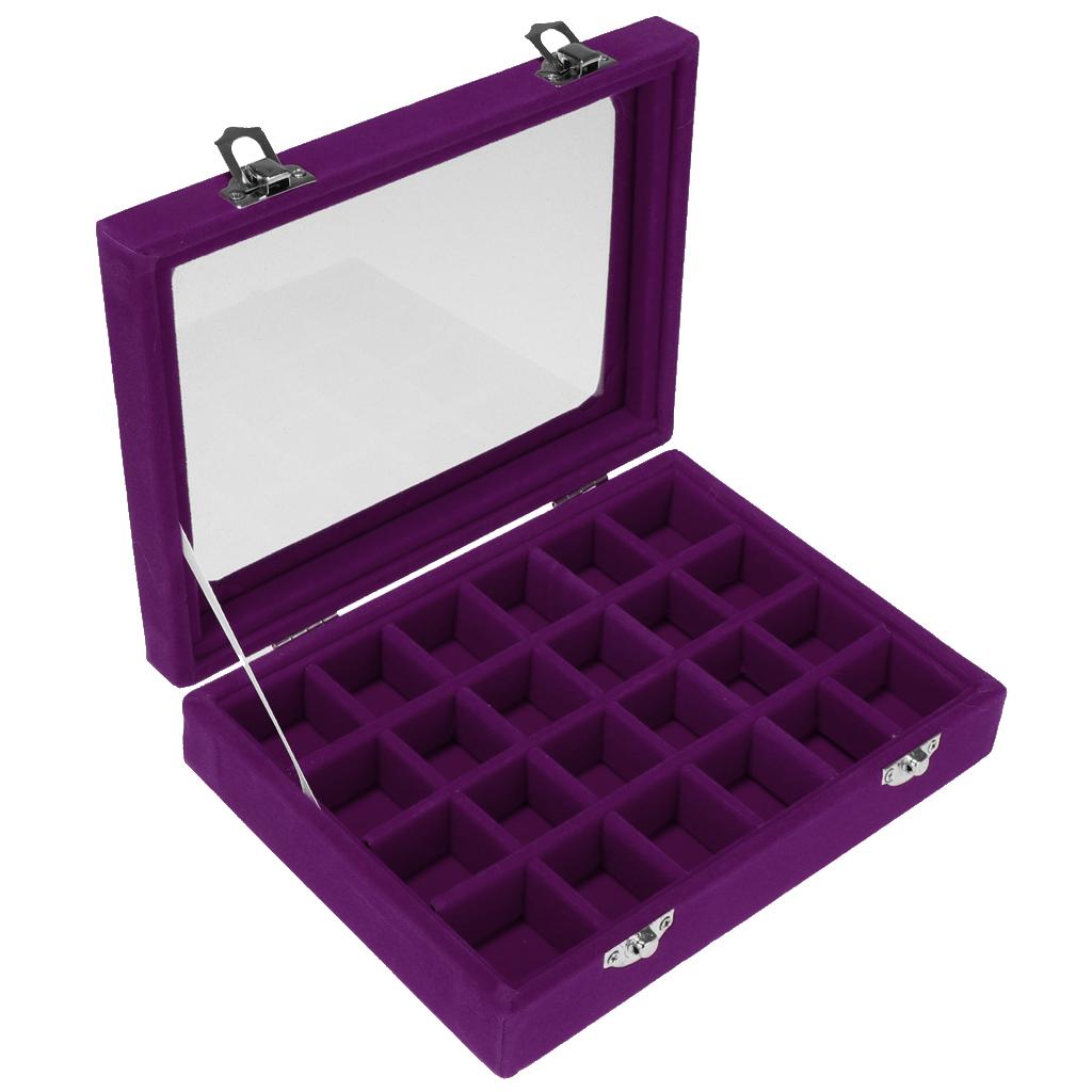 Wooden Velvet Jewelry Necklace Ring Storage Box Case Organizer Gift Purple