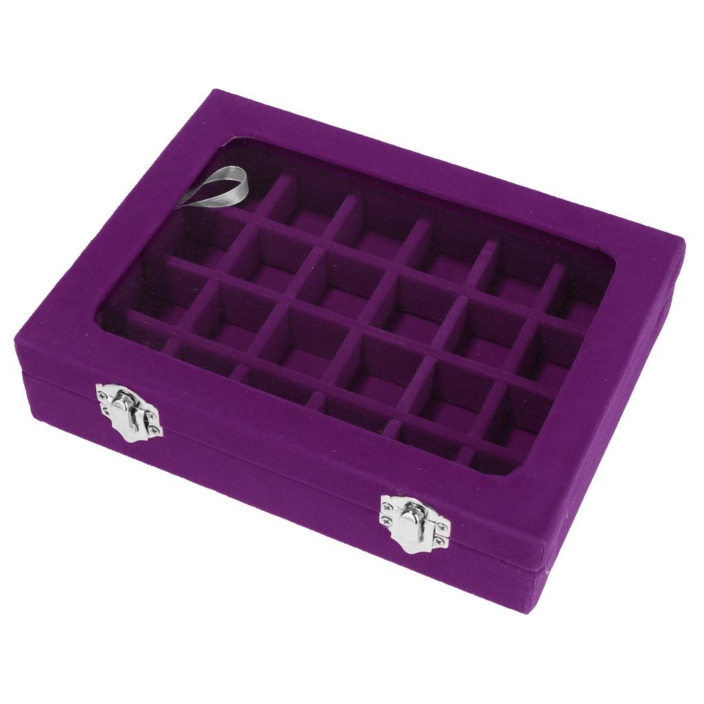 Wooden Velvet Jewelry Necklace Ring Storage Box Case Organizer Gift Purple