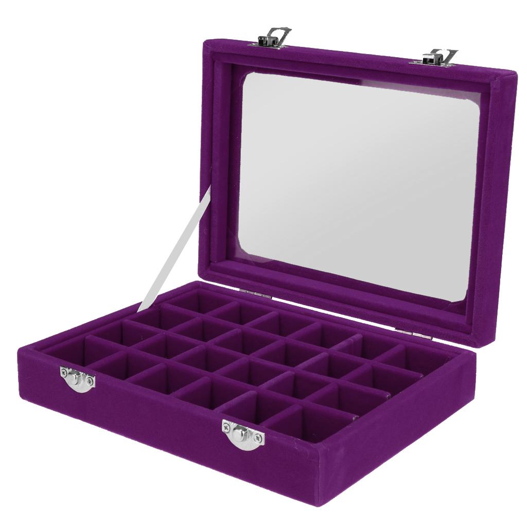 Wooden Velvet Jewelry Necklace Ring Storage Box Case Organizer Gift Purple