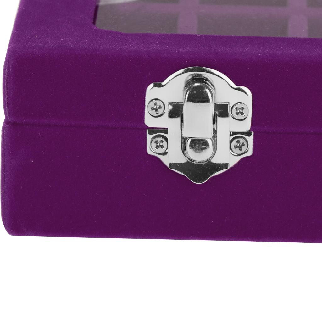 Wooden Velvet Jewelry Necklace Ring Storage Box Case Organizer Gift Purple