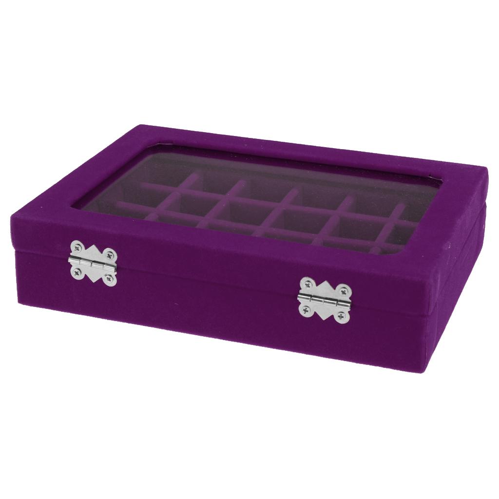 Wooden Velvet Jewelry Necklace Ring Storage Box Case Organizer Gift Purple