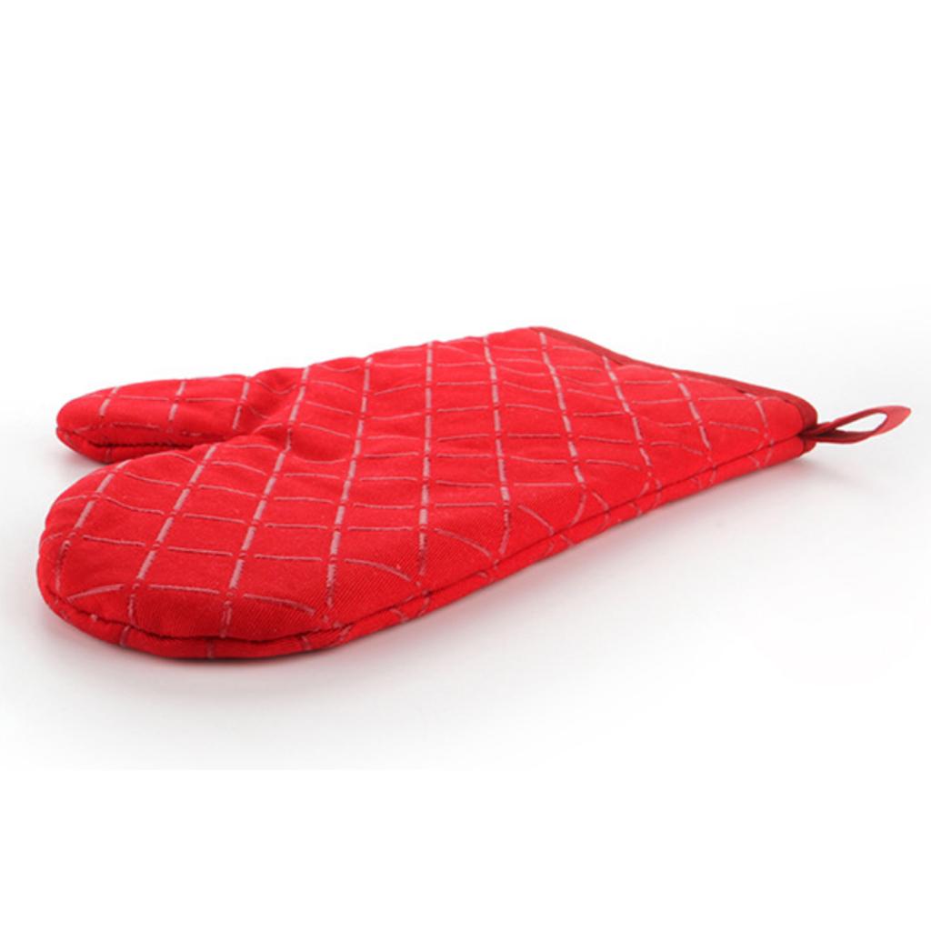 Kitchen Heat Insulation Microwave Oven Mitts Oven Gloves for Cooking Red