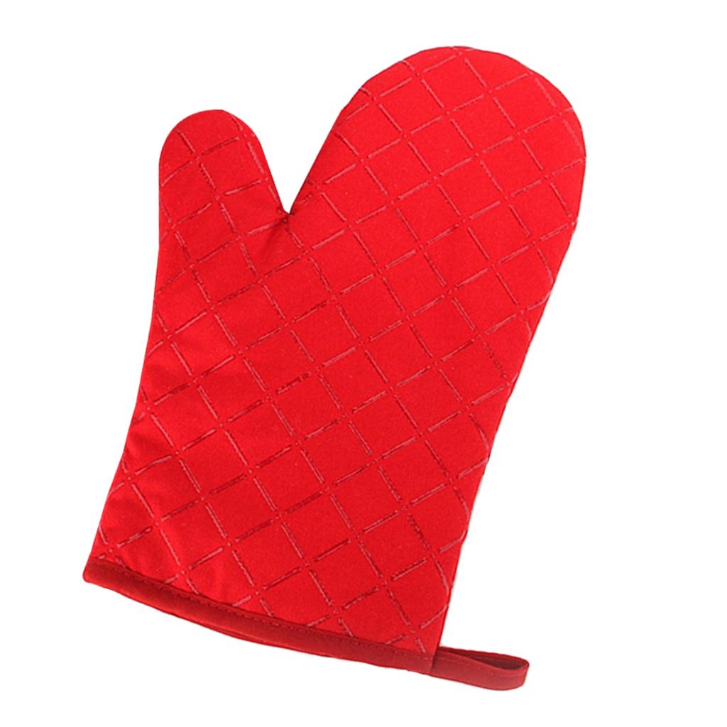 Kitchen Heat Insulation Microwave Oven Mitts Oven Gloves for Cooking Red