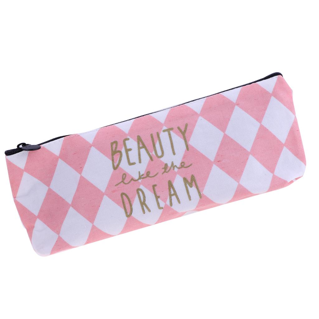 Fashion Zipper Pencil Pen Case Bag Makeup Cosmetic Bag Pouch Plaid