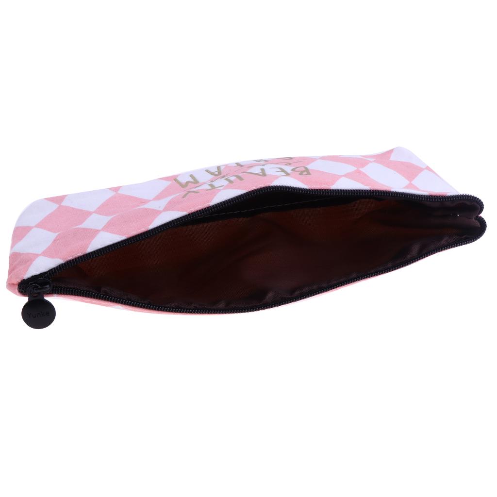 Fashion Zipper Pencil Pen Case Bag Makeup Cosmetic Bag Pouch Plaid