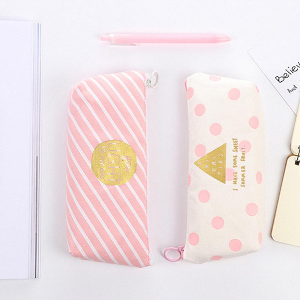 Fashion Zipper Pencil Pen Case Bag Makeup Cosmetic Bag Pouch Vertical Stripe