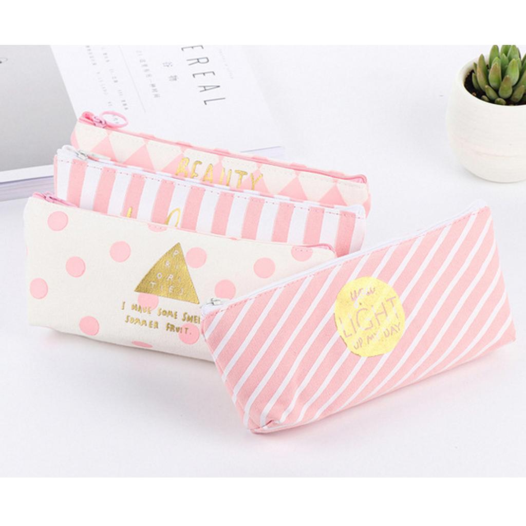 Fashion Zipper Pencil Pen Case Bag Makeup Cosmetic Bag Pouch Vertical Stripe