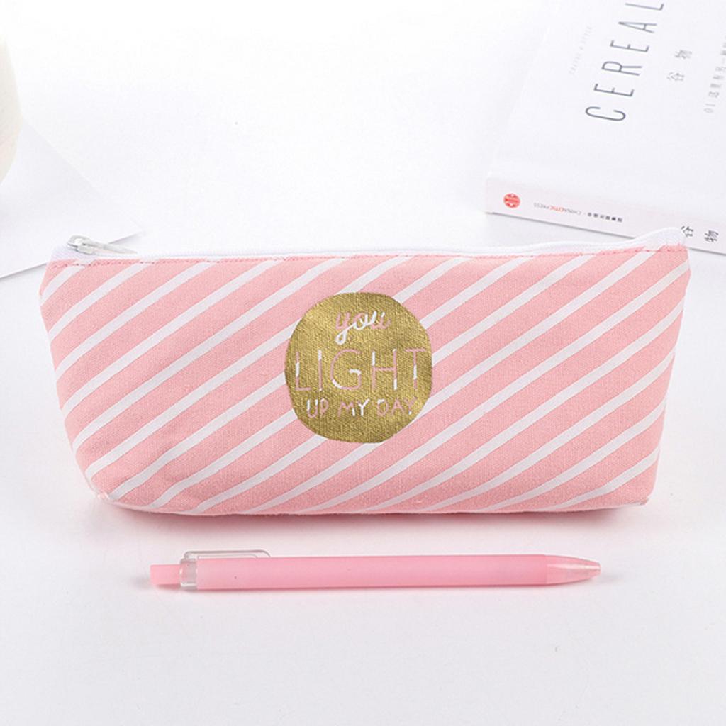 Fashion Zipper Pencil Pen Case Bag Makeup Cosmetic Bag Pouch Vertical Stripe