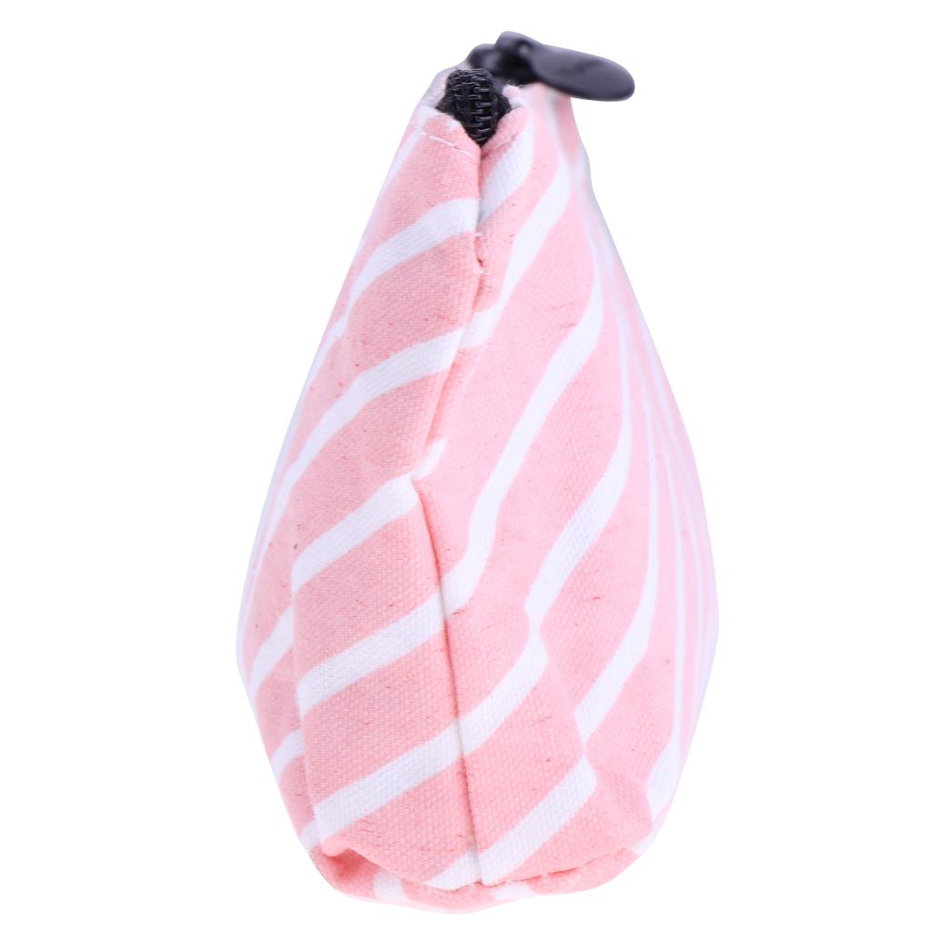 Fashion Zipper Pencil Pen Case Bag Makeup Cosmetic Bag Pouch Vertical Stripe