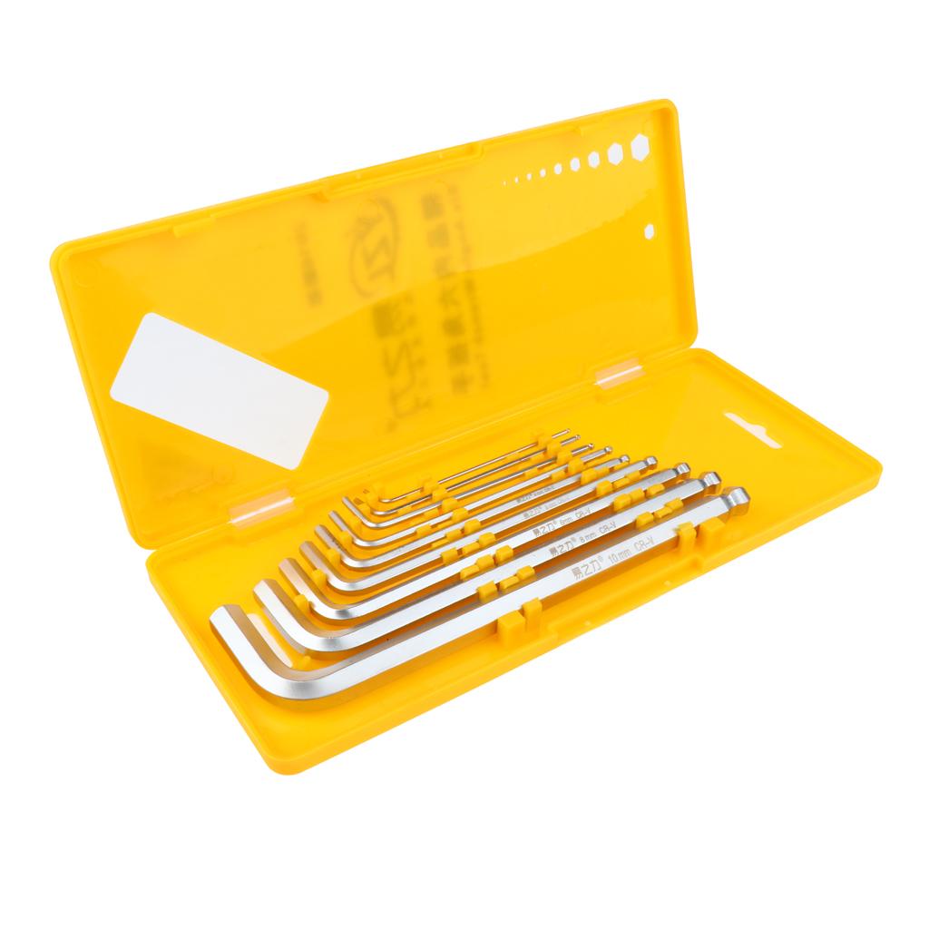 9 Piece Metric Hex Key Allen Wrench Long Short Arm L Arm Ball End