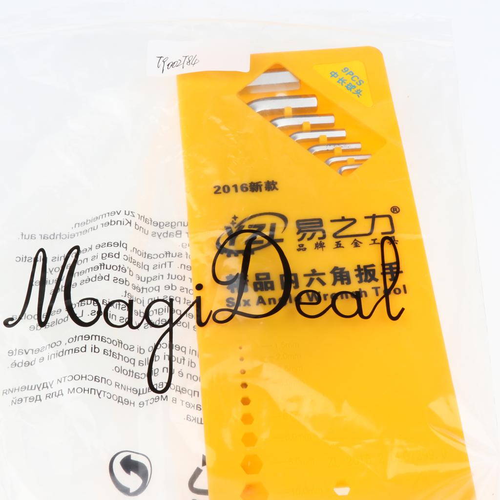 9 Piece Metric Hex Key Allen Wrench Long Short Arm L Arm Ball End