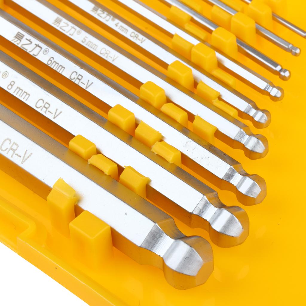 9 Piece Metric Hex Key Allen Wrench Long Short Arm L Arm Ball End