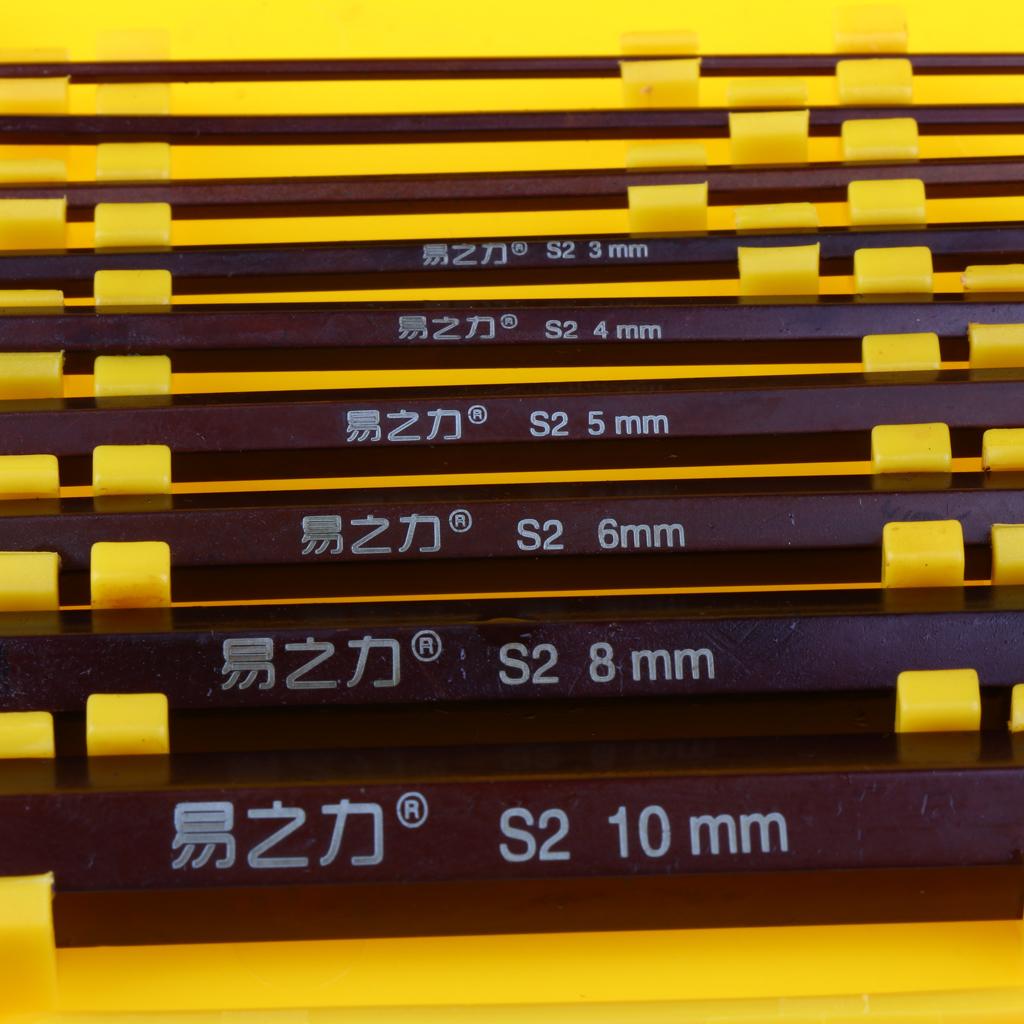 9 Piece Metric Hex Key Allen Wrench Long Short Arm L Arm Ball End Black