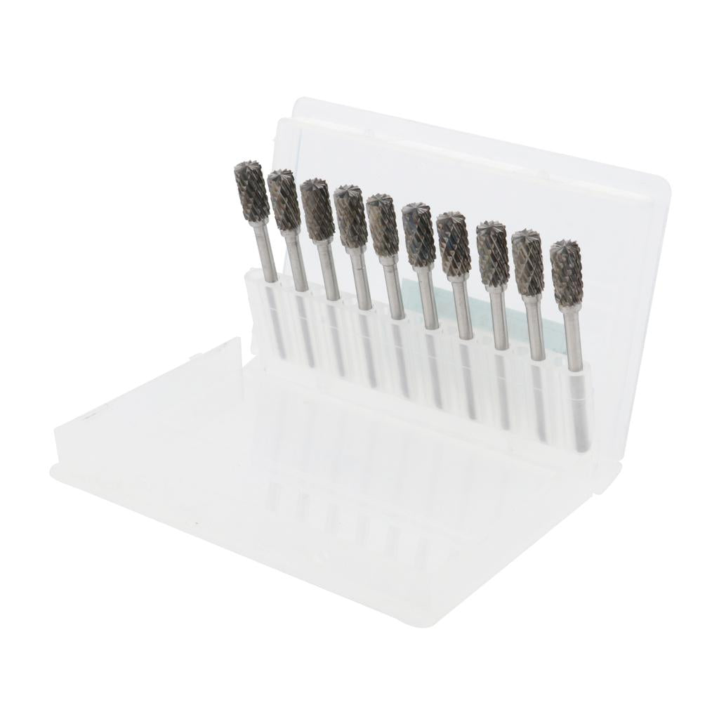 Set of 10 Pieces 6mm Tungsten Carbide Burrs Rotary Burrs Grinder Shank Bits
