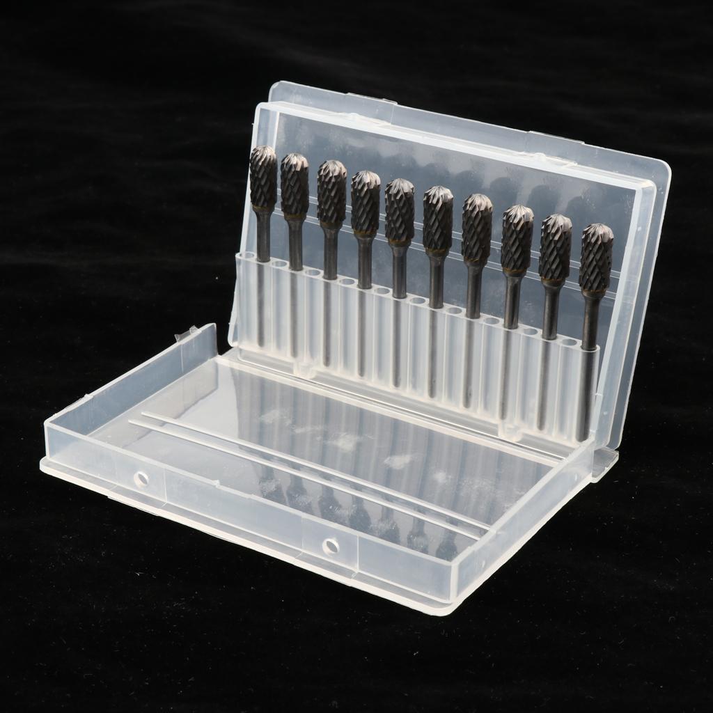Set of 10 Pieces 6mm Tungsten Carbide Burrs Rotary Point Burrs Shank Bits