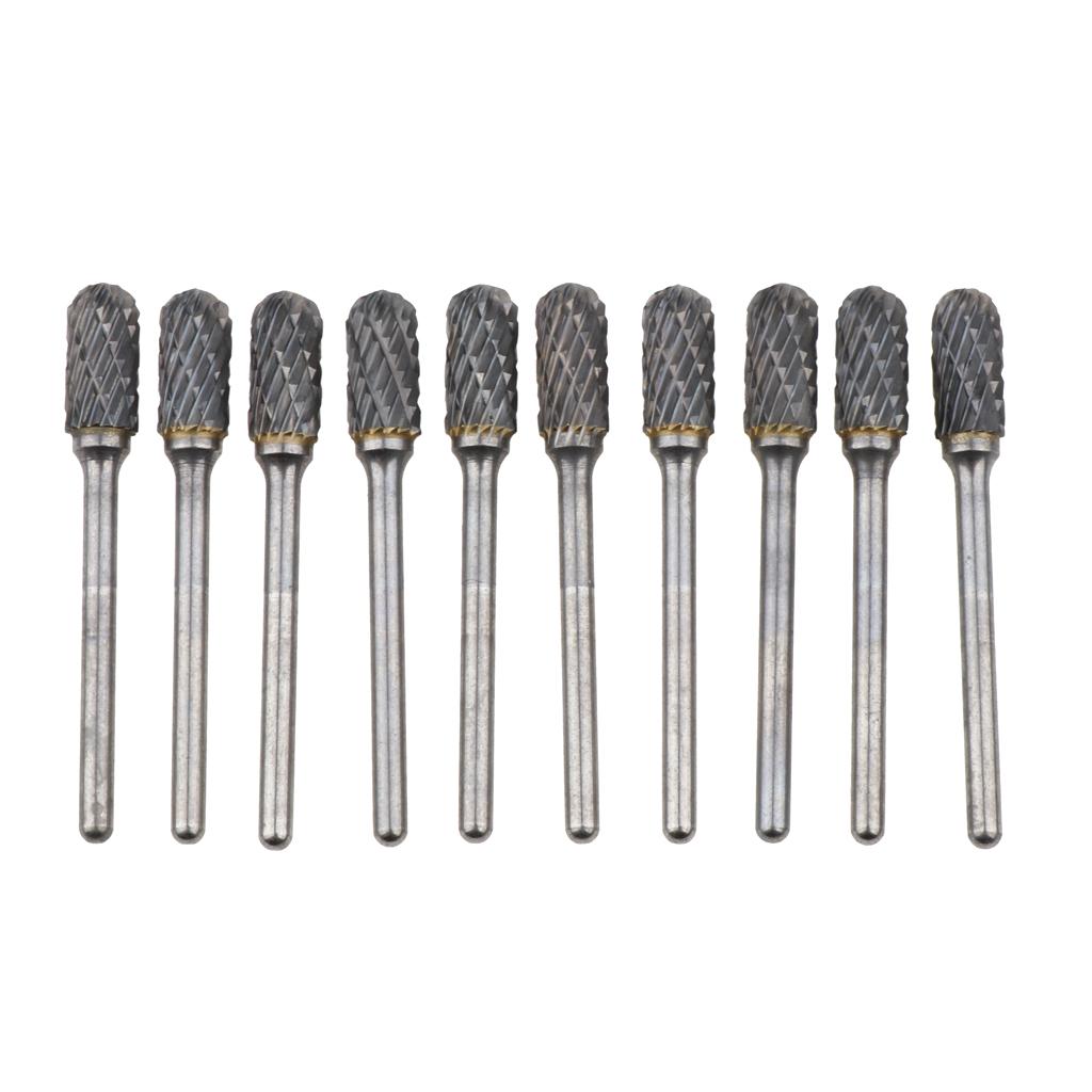 Set of 10 Pieces 6mm Tungsten Carbide Burrs Rotary Point Burrs Shank Bits
