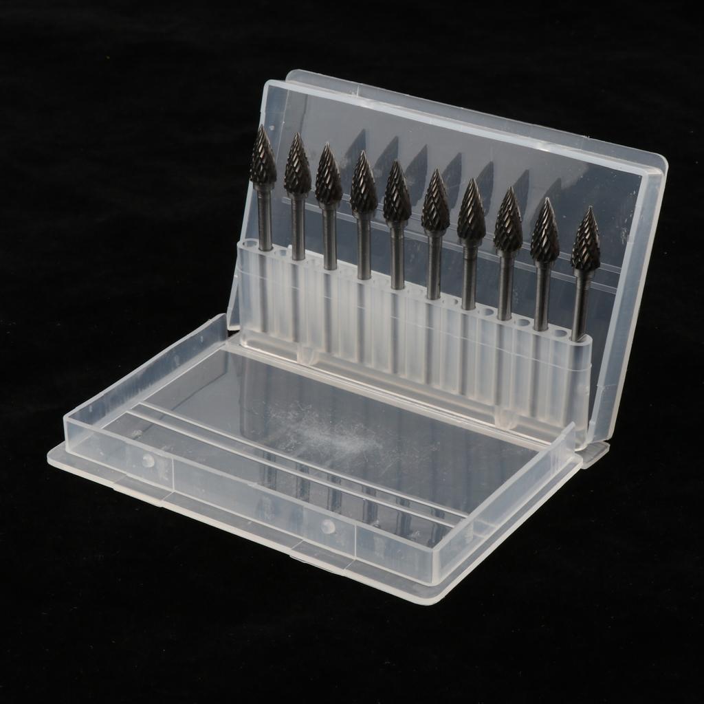 HSS 10pcs Tungsten Carbide Rotary Burr Die Grinder Bits 6mm Drill File Burrs