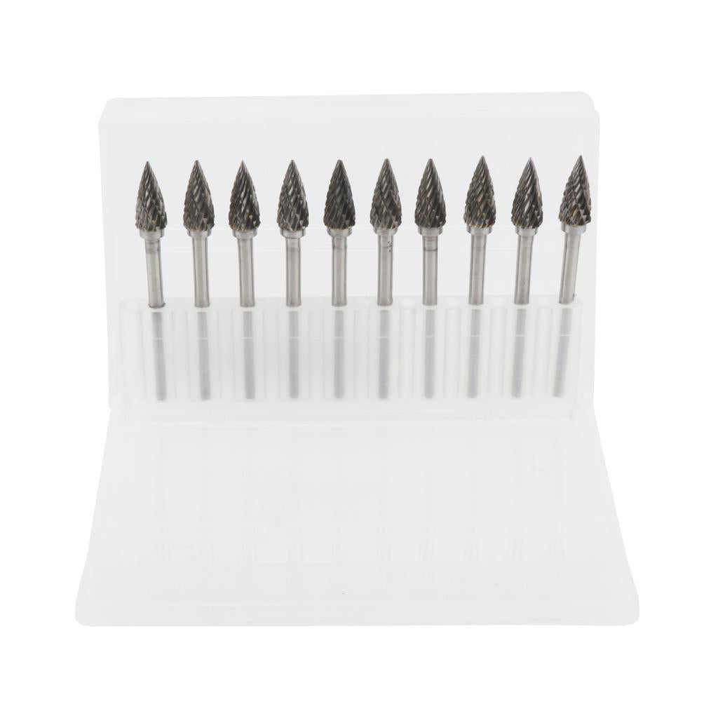 HSS 10pcs Tungsten Carbide Rotary Burr Die Grinder Bits 6mm Drill File Burrs