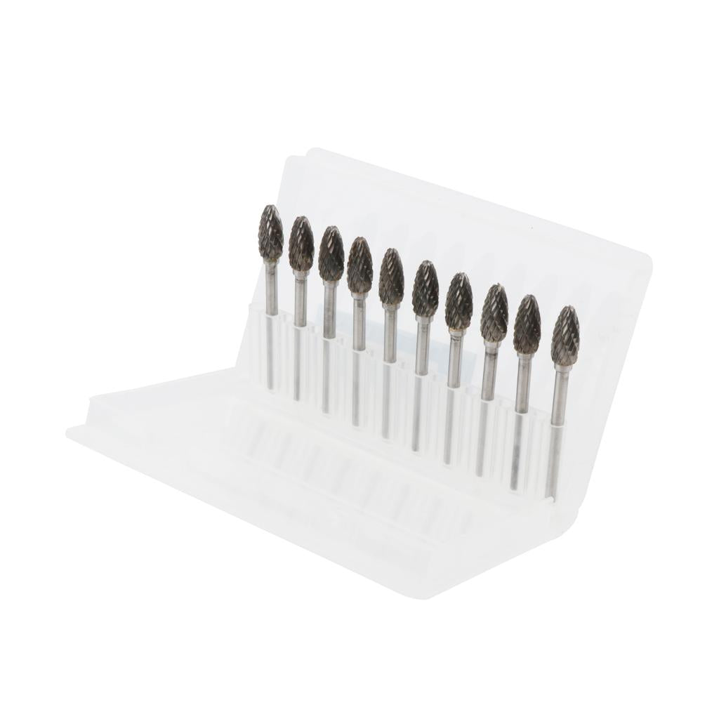 10pcs/pack Tungsten Carbide Rotary Point Burrs Die Grinder 6mm Shank Bits