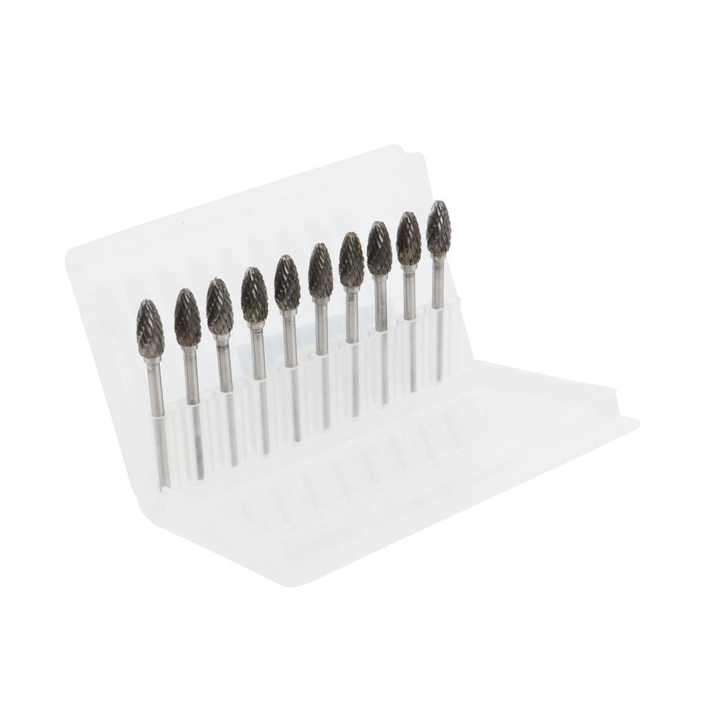 10pcs/pack Tungsten Carbide Rotary Point Burrs Die Grinder 6mm Shank Bits