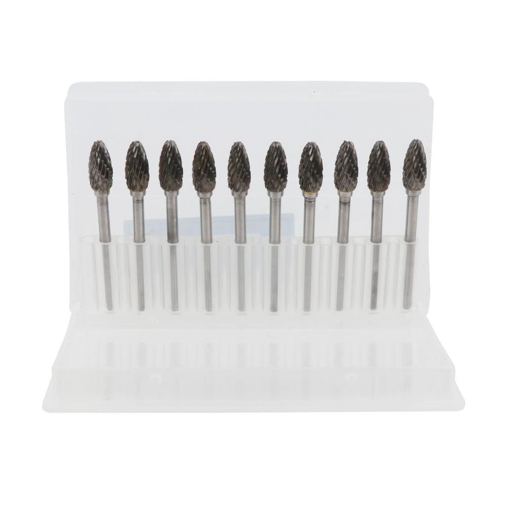 10pcs/pack Tungsten Carbide Rotary Point Burrs Die Grinder 6mm Shank Bits