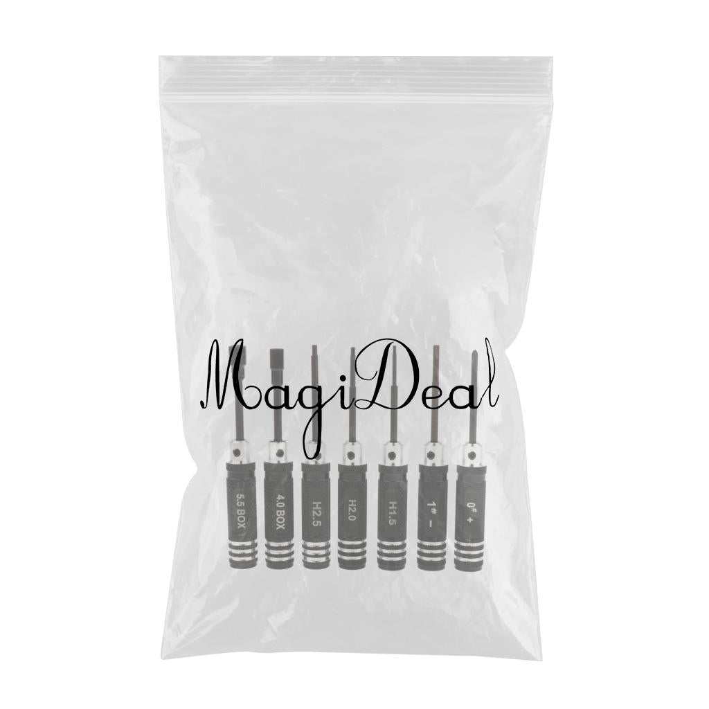 7 Pieces Steel Screwdriver Set RC Tool Kit for RC Model Car Helicopter Black (1.5mm, 2mm, 2.5mm, 3mm, 4mm, 5.5mm)