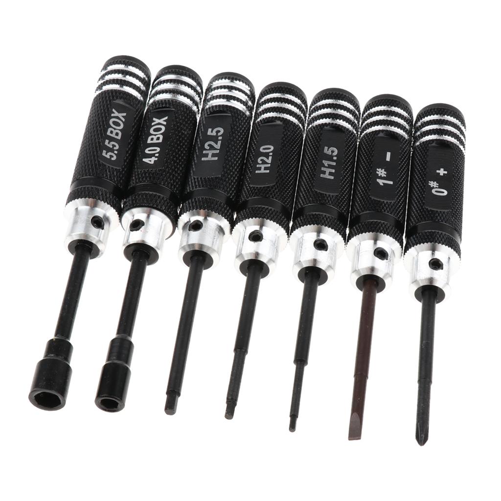 7 Pieces Steel Screwdriver Set RC Tool Kit for RC Model Car Helicopter Black (1.5mm, 2mm, 2.5mm, 3mm, 4mm, 5.5mm)