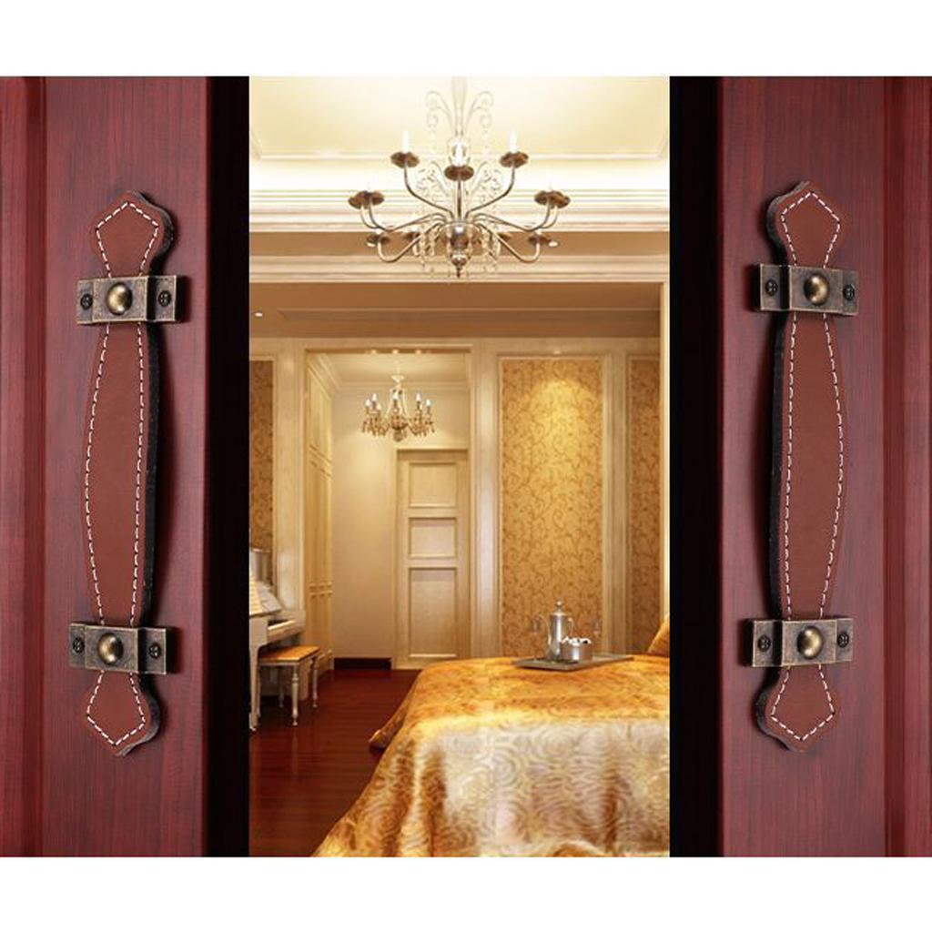 Leather Cabinet Handles Home Furniture Wardrobe Drawer Pull Knob 96mm