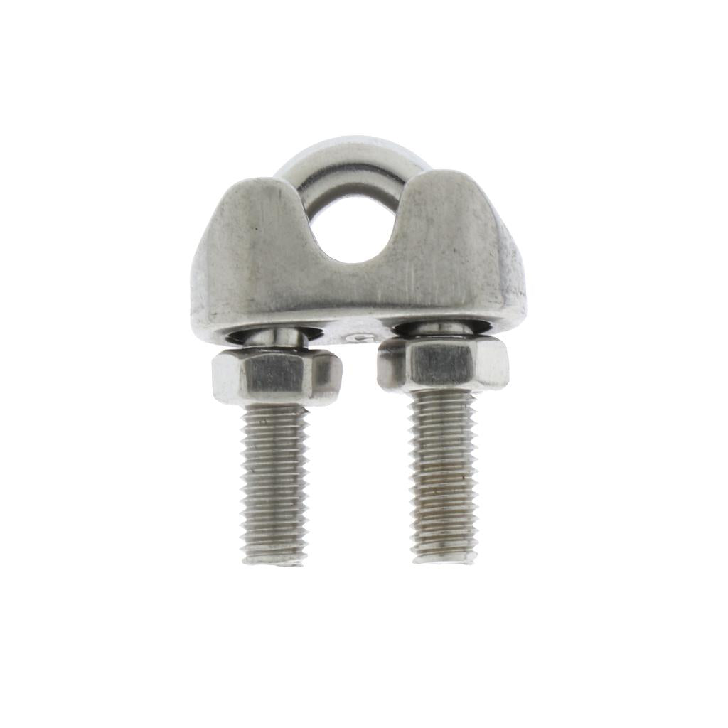 5 Pieces Stainless U-Shape Bolt Saddle Clamps Cable Clips for Wire Rope 5mm