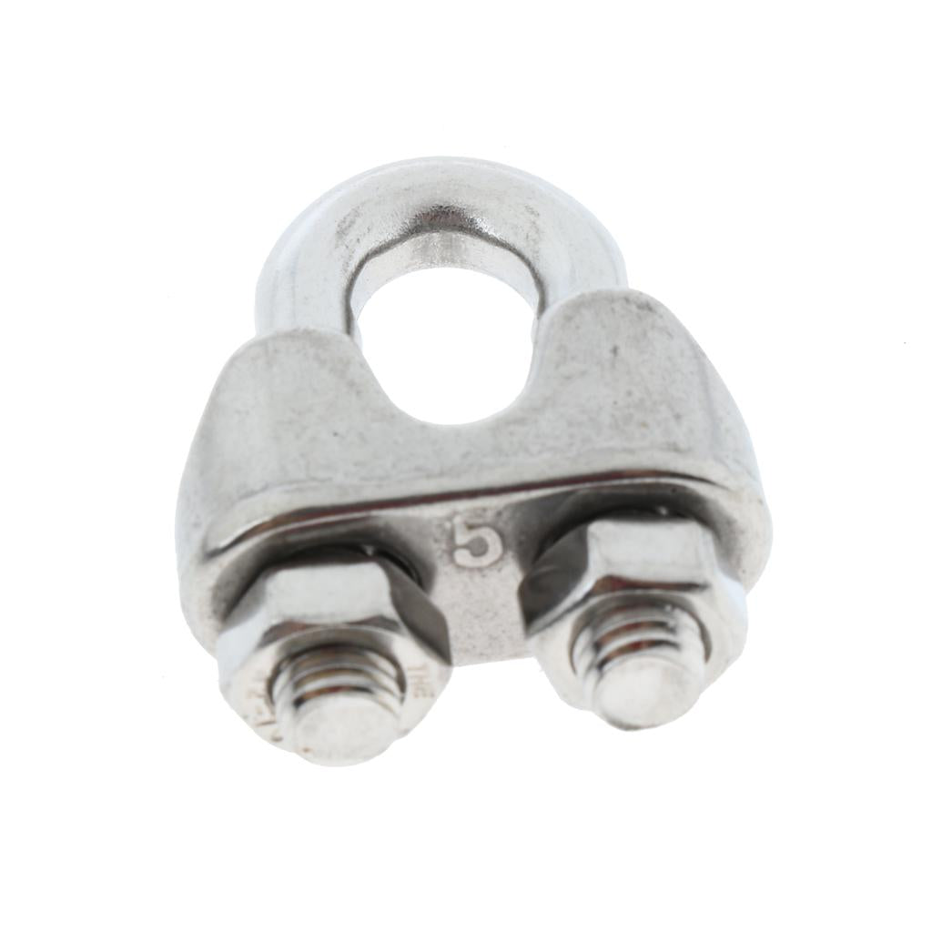 5 Pieces Stainless U-Shape Bolt Saddle Clamps Cable Clips for Wire Rope 5mm